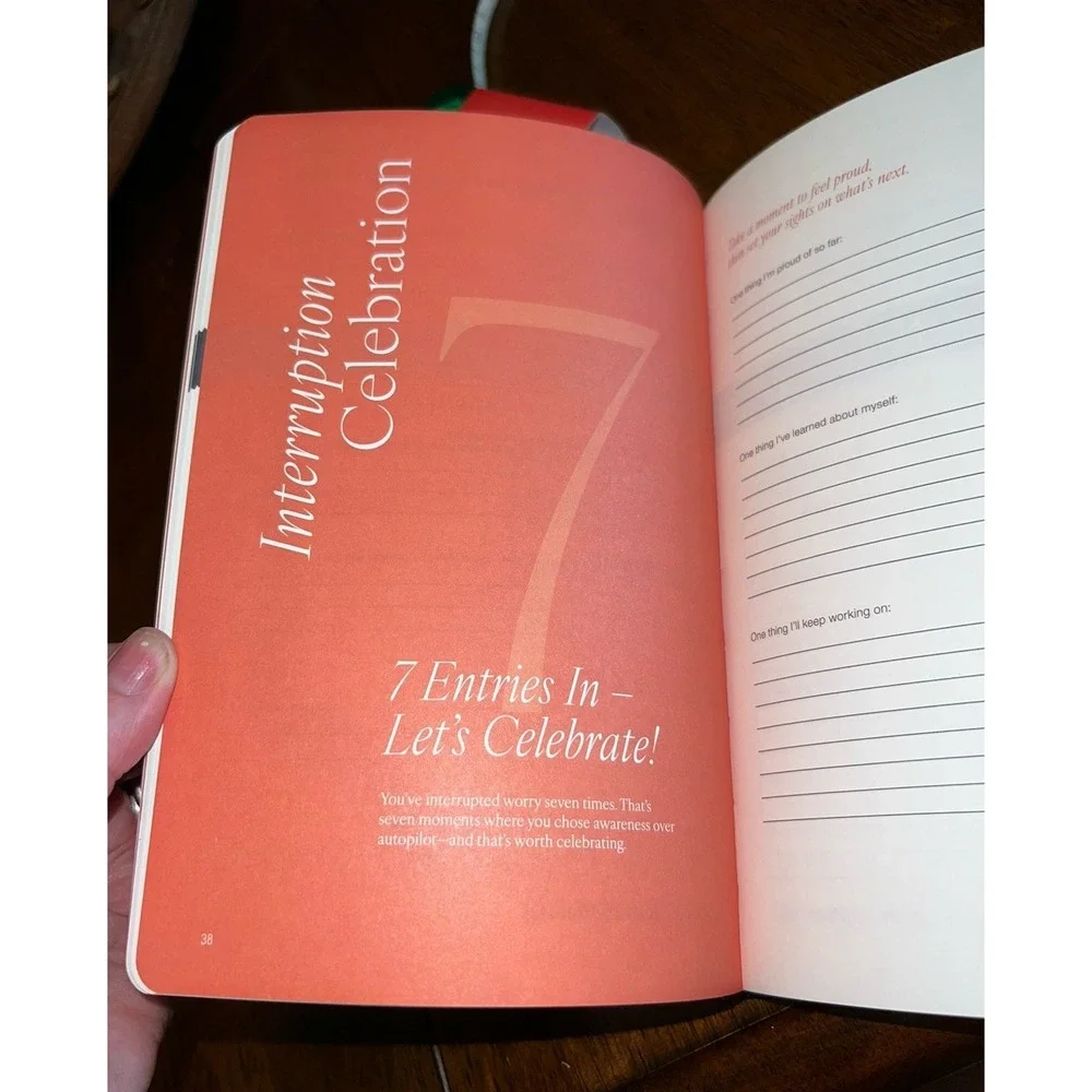 Worry Interrupt Guided Journal Undated CBT Anxiety Thought Spiral Relief New NIB
